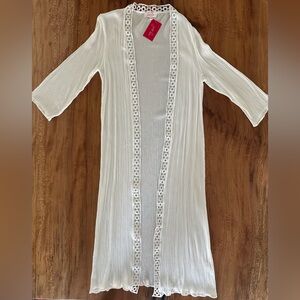 NWT Jess Lea White Seashell Chic White Kimono / Swim Coverup